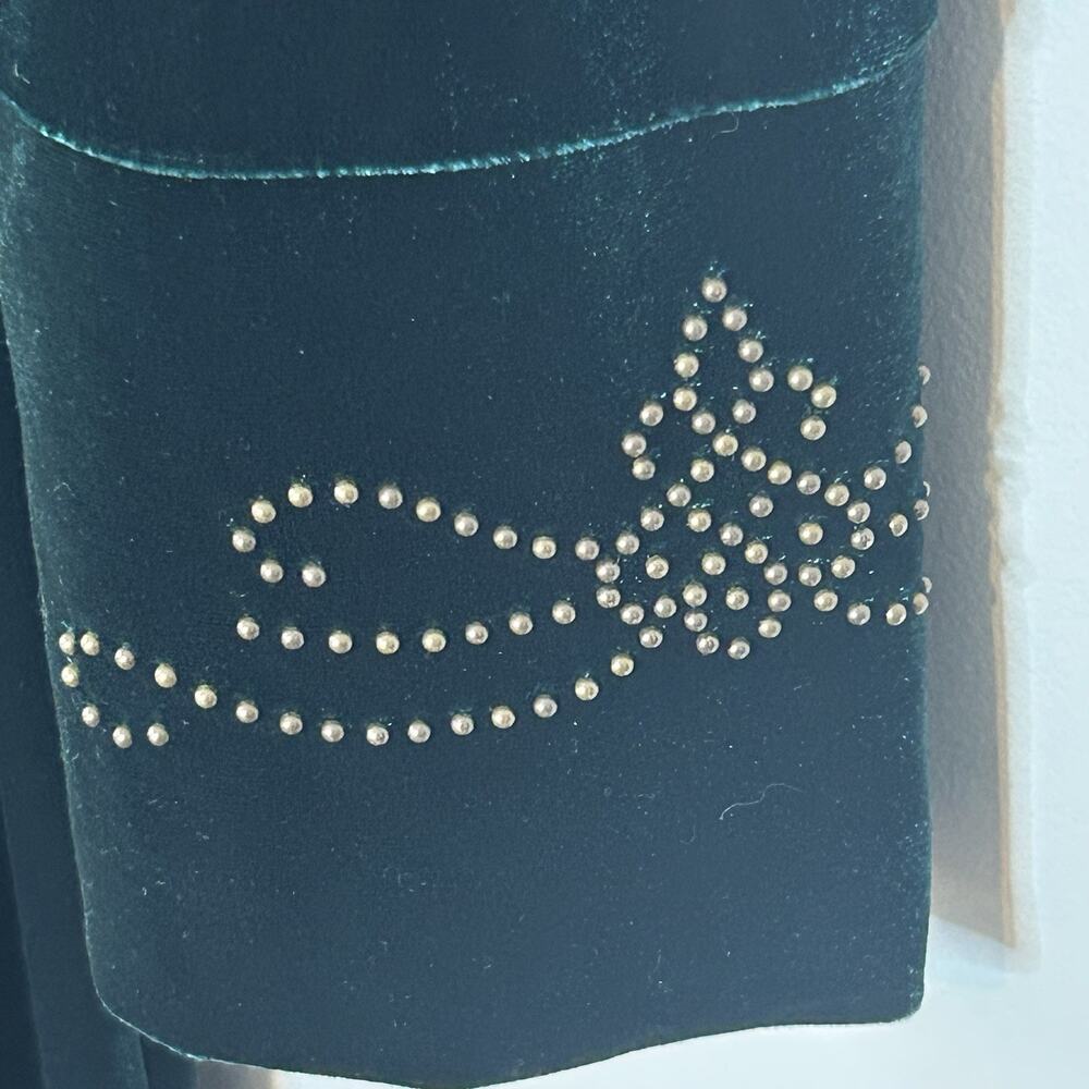 Coldwater Creek Formal Dress and Jacket XL Green Velour Gold Beads 2 Piece Set - Picture 11 of 11